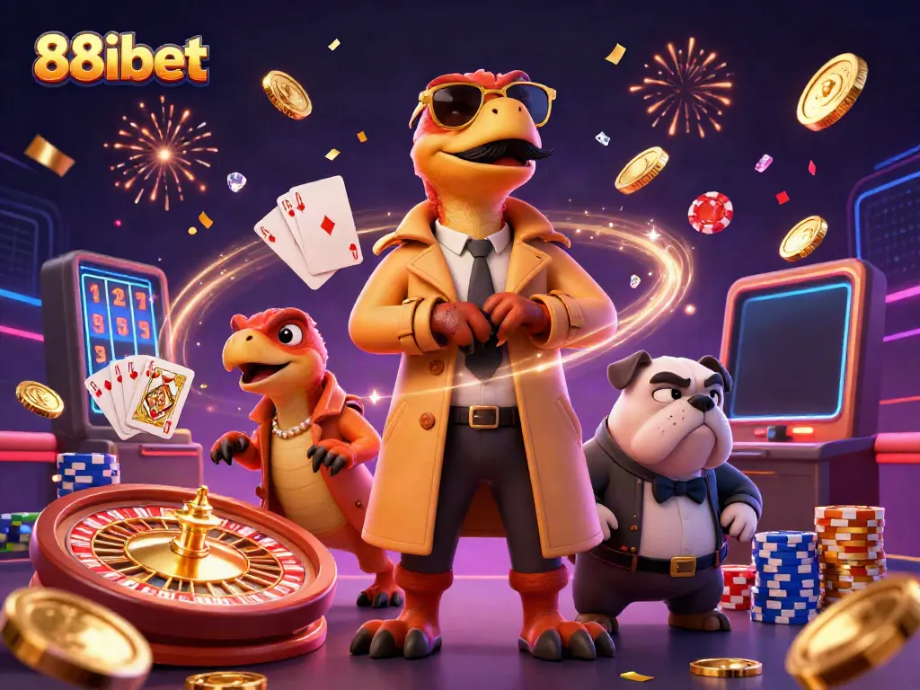 Experience the thrilling atmosphere of 88ibet with raptors in disguise and dazzling casino elements.