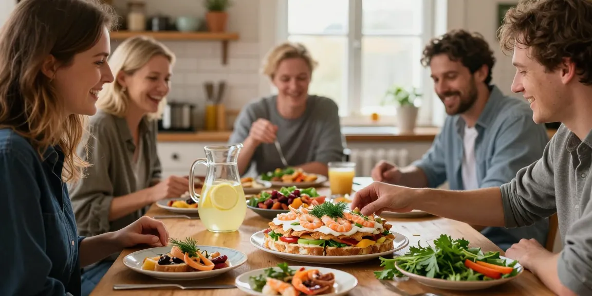 Recept smörgåstårta med färska ingredienser i en mysig köksmiljö