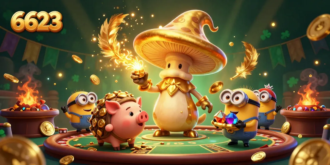 Experience thrilling gaming action with 6623's dynamic live casino scene featuring magical characters.