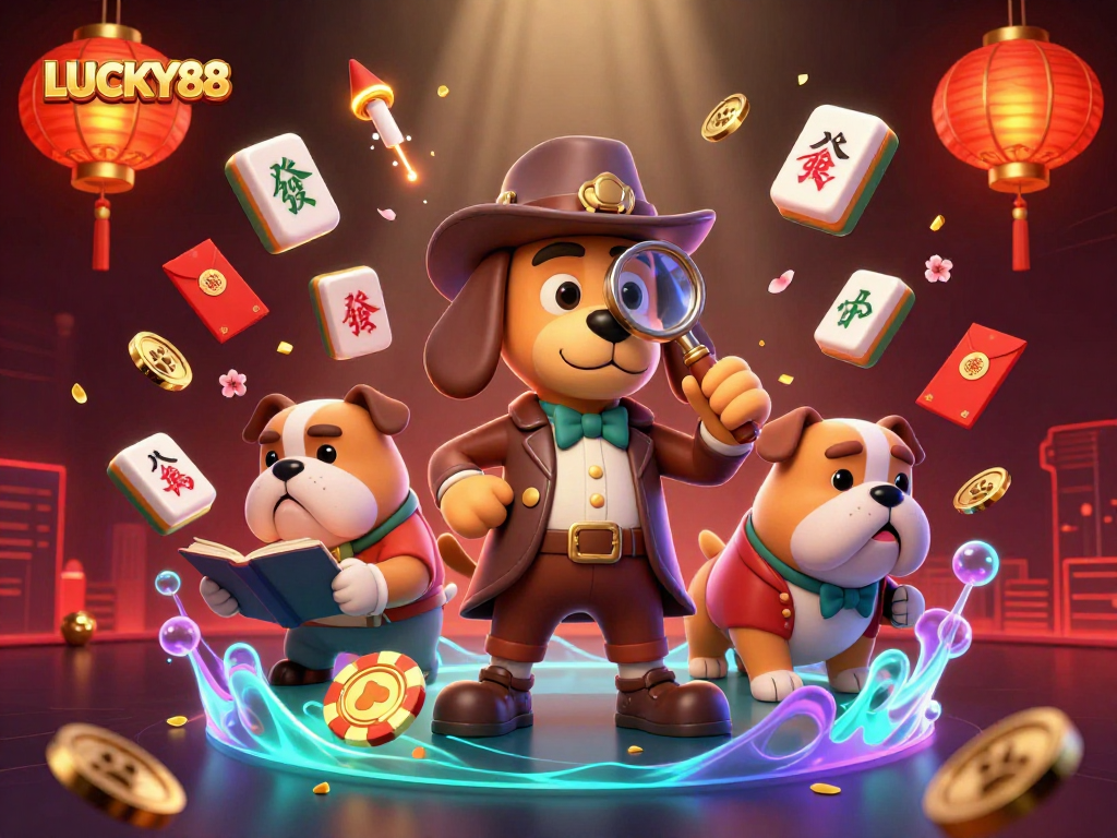 Experience the thrilling LUCKY88 casino atmosphere with detectives uncovering hidden treasures.