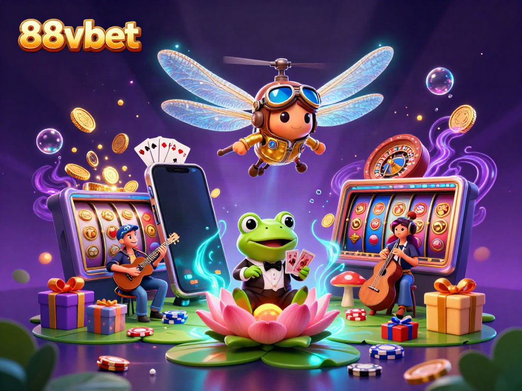 Experience thrilling casino action with 88vbet featuring dragonfly pilot, frog dealer, and vibrant slot games.
