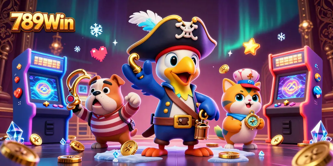 Experience thrilling games at 789Win with colorful characters promoting top casino action in a vibrant illustration.